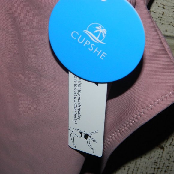 CUPSHE Women's V Neck Criss Cross Backless Rib One Piece Swimsuit Hipster (HH-3) - Picture 4 of 5